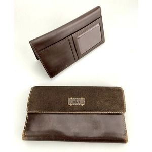 Vintage Lauren Ralph Lauren Wallet Bifold Removable Slim Brown Leather Suede